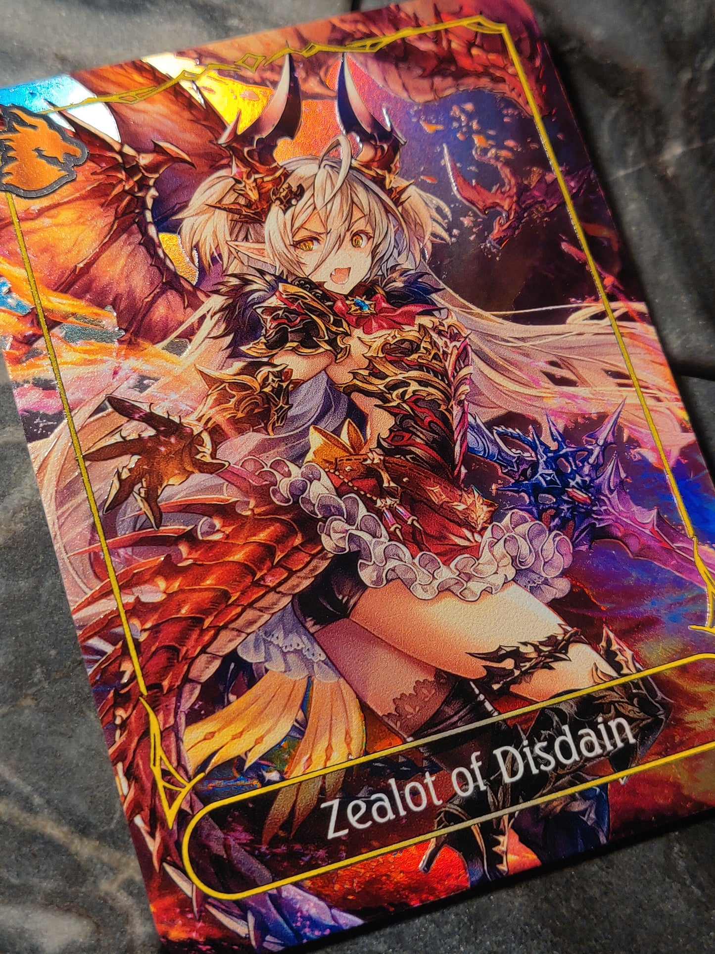 Shadowverse Full Art Textured Holographic Dragoncraft Zealot of Disdain Leader Card