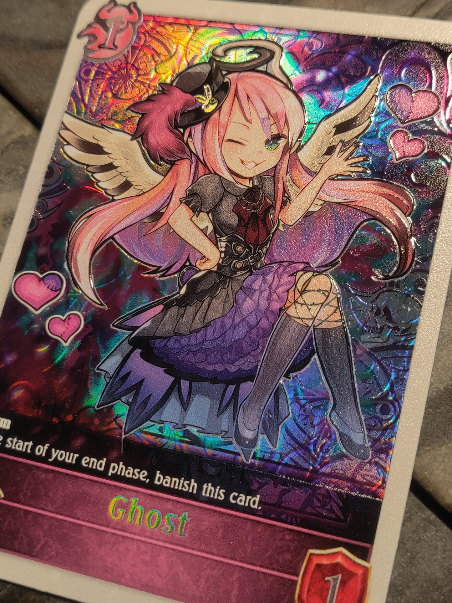 Shadowverse : Full Art Textured Holographic Ghostrick Angel of Mischief Ghost Token