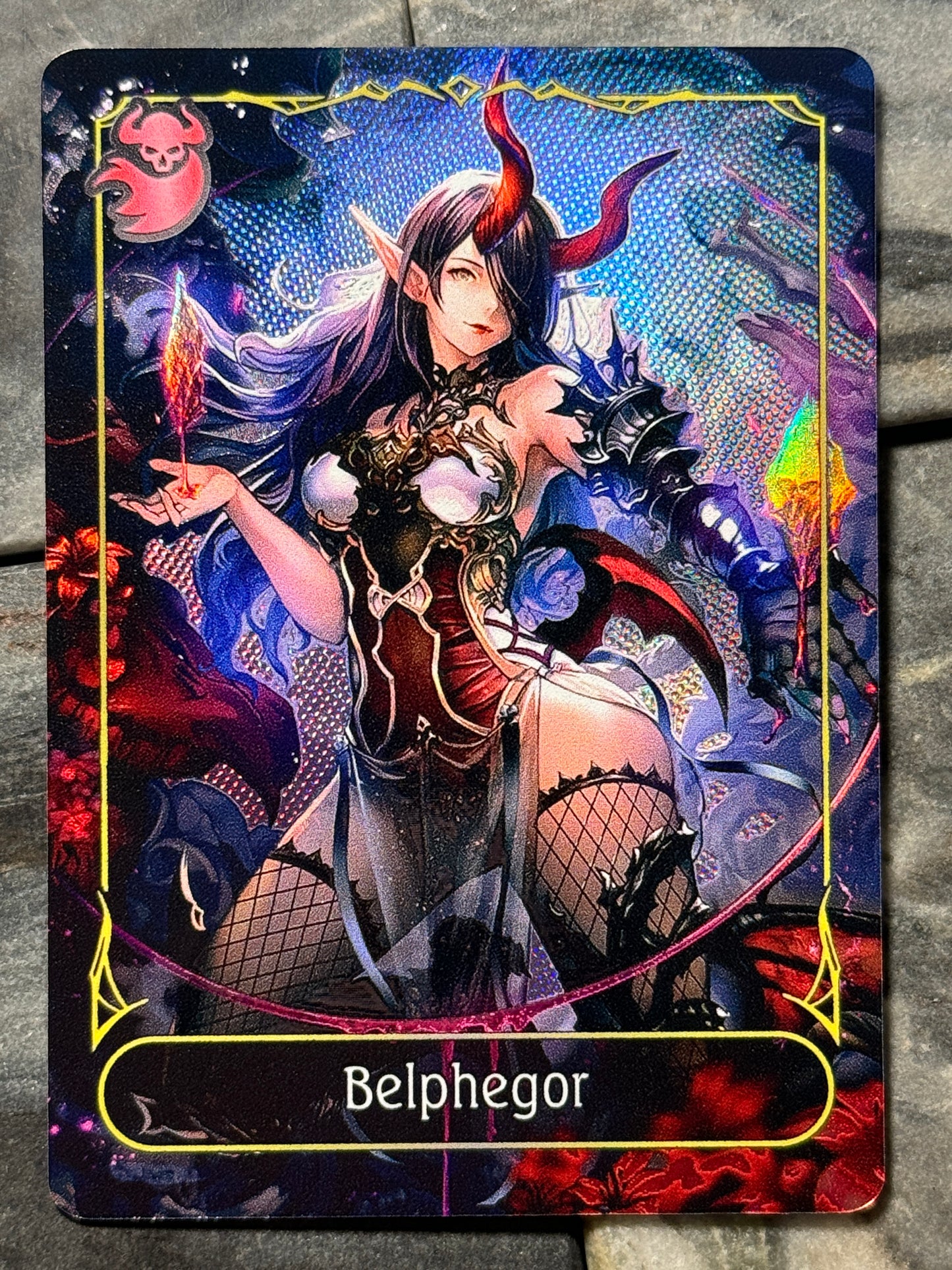 Shadowverse Full Art Textured Holographic Abysscraft Belphegor Leader Card