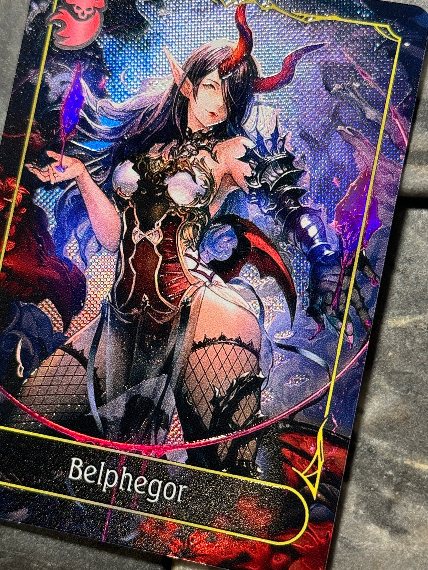 Shadowverse Full Art Textured Holographic Abysscraft Belphegor Leader Card