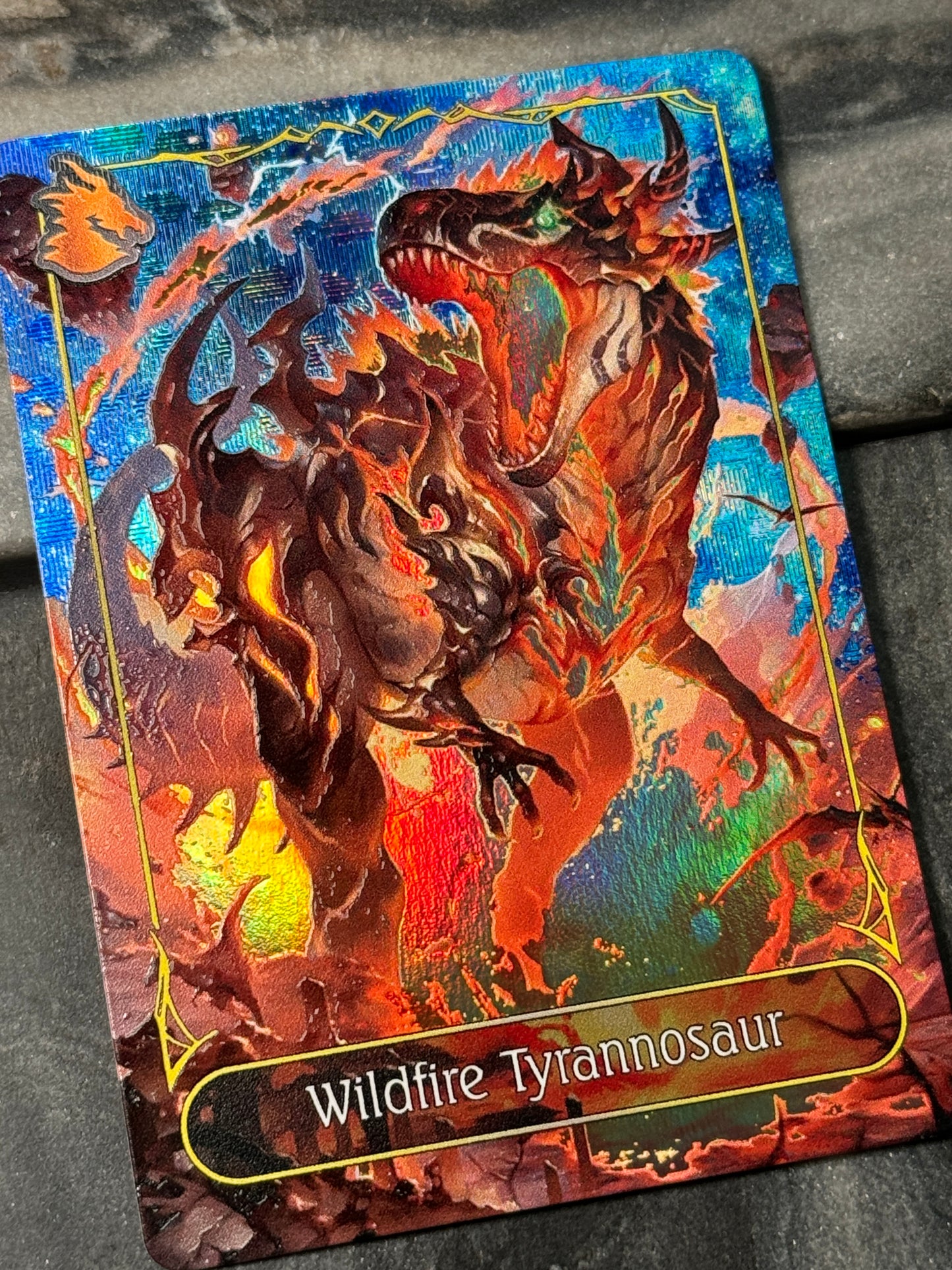 Shadowverse Full Art Textured Holographic Dragoncraft Wildfire Tyrannosaur Leader Card