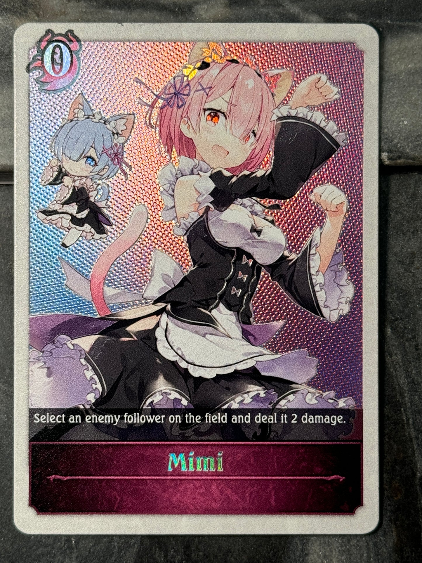 Shadowverse : Custom Textured Holographic Re:Zero Ram Mimi Token