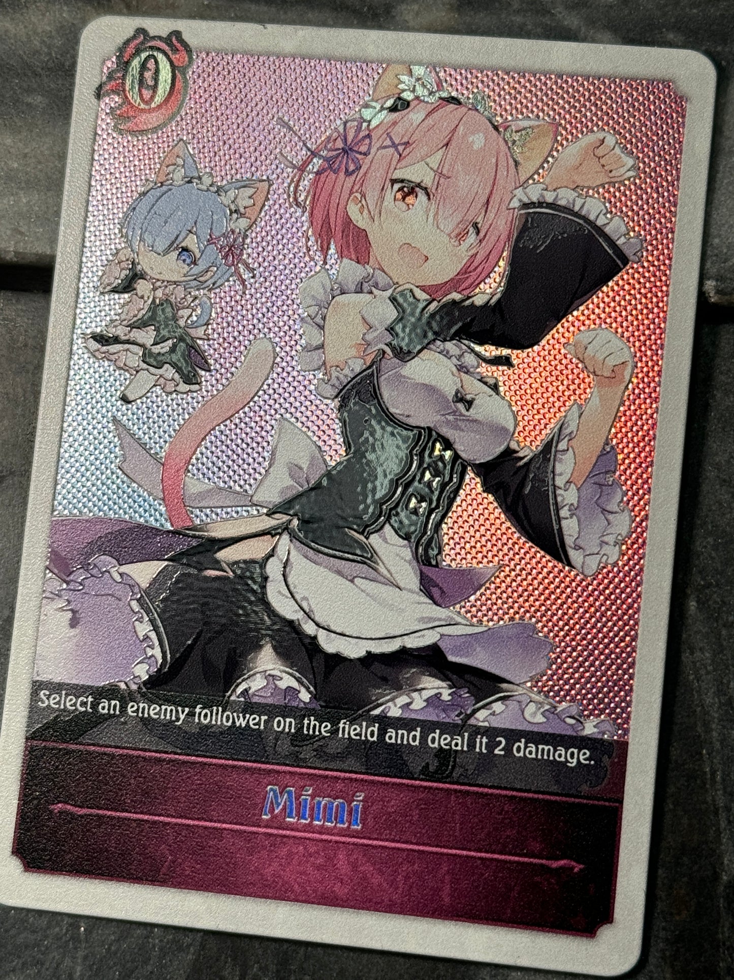 Shadowverse : Custom Textured Holographic Re:Zero Ram Mimi Token