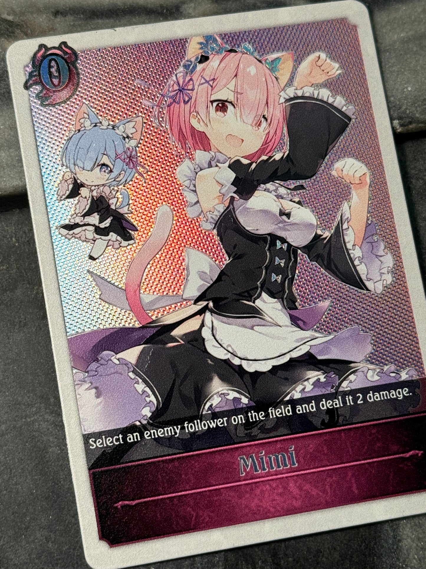 Shadowverse : Custom Textured Holographic Re:Zero Ram Mimi Token