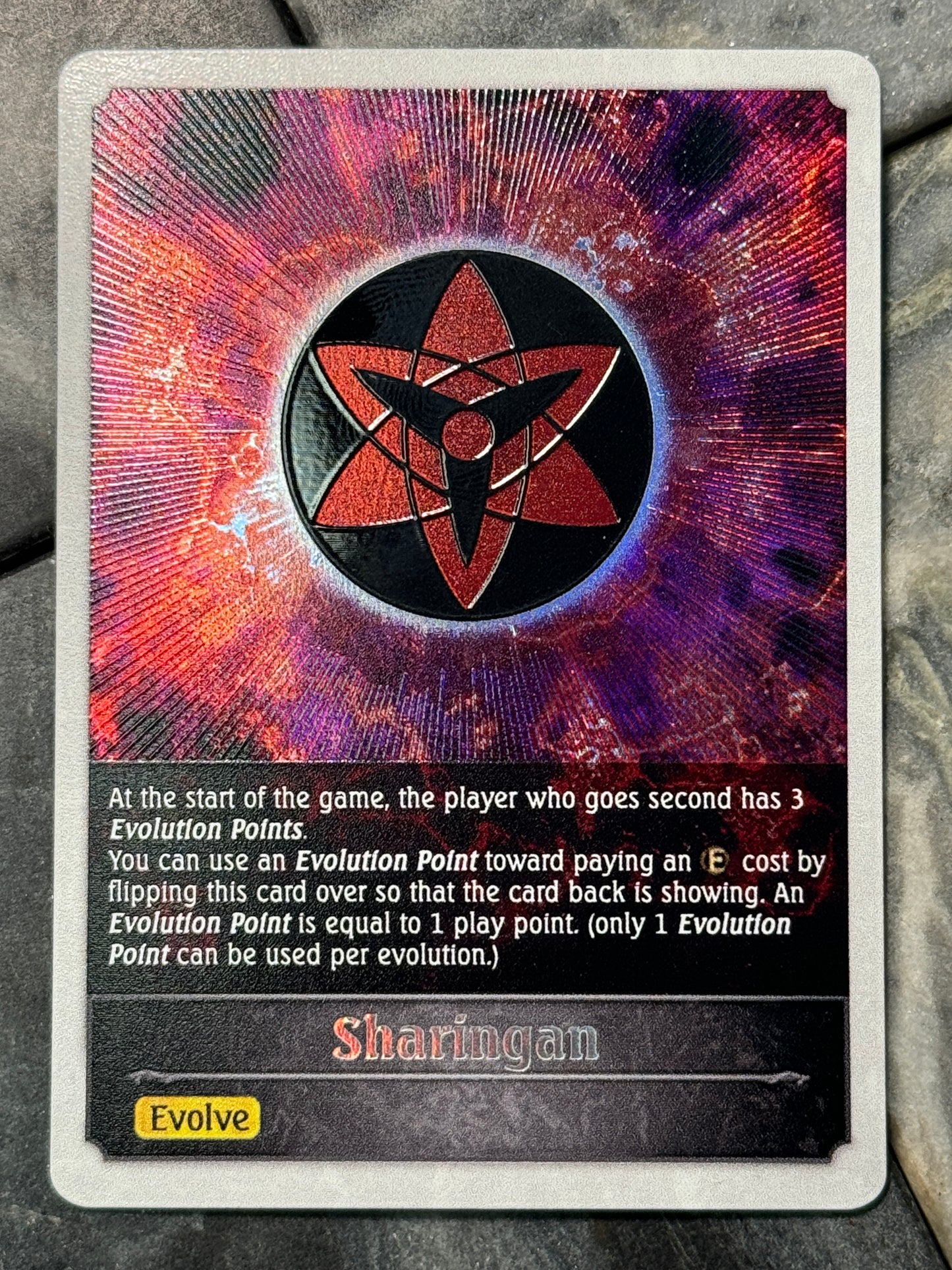 Shadowverse : Full Art Textured Holographic Sharingan Evolution Point Token