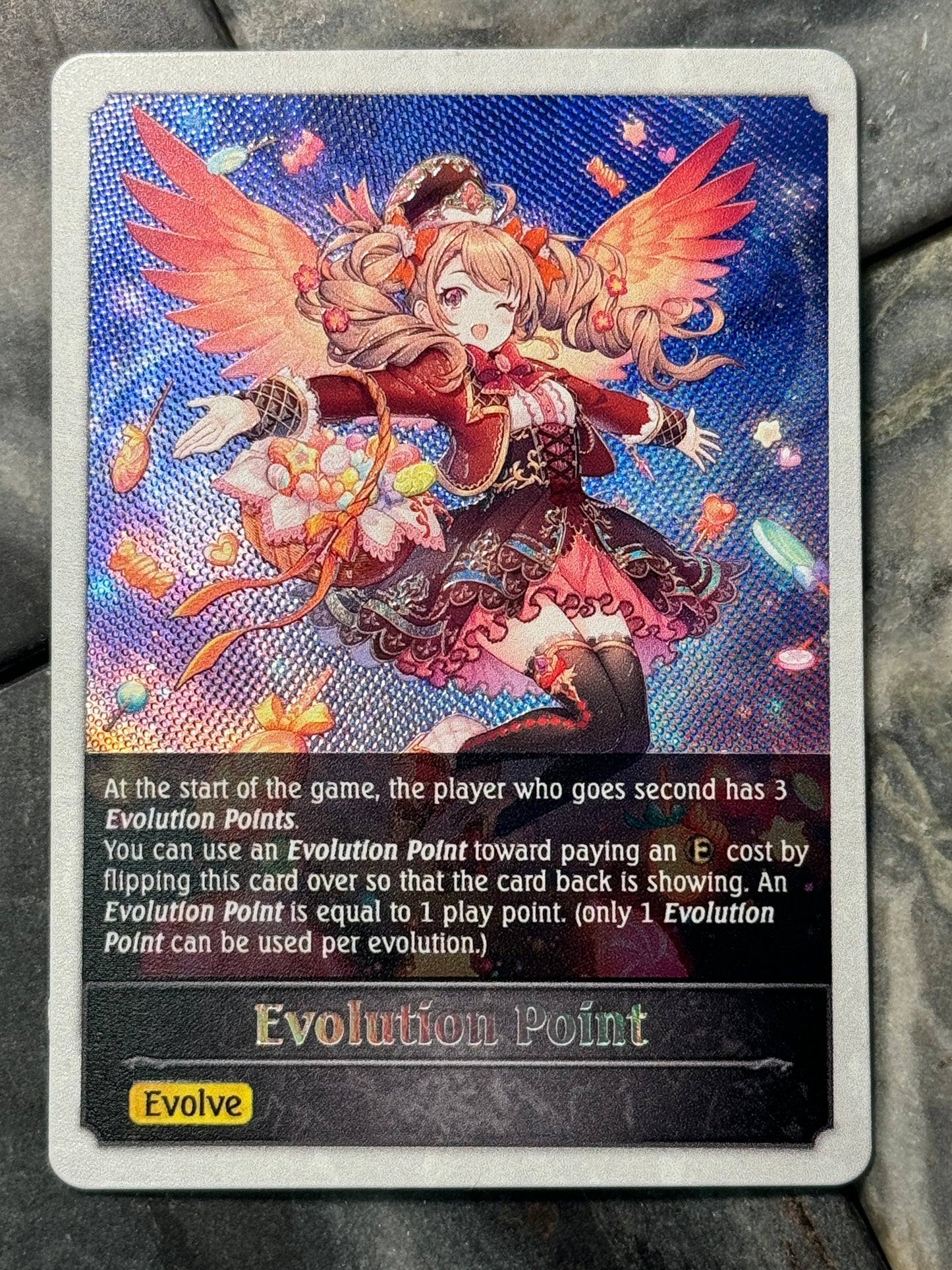 Shadowverse : Full Art Textured Holographic Sweetwing Seraph Evolve Point Token