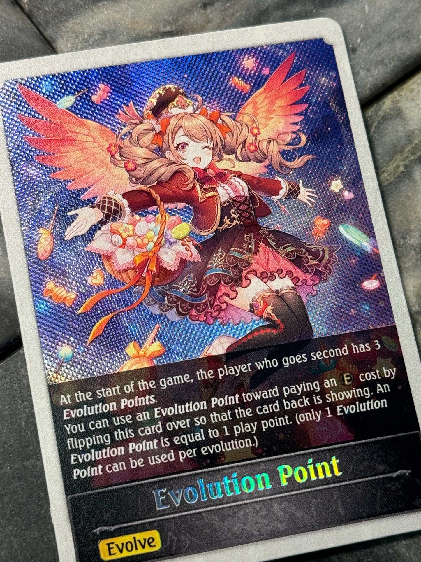 Shadowverse : Full Art Textured Holographic Sweetwing Seraph Evolve Point Token