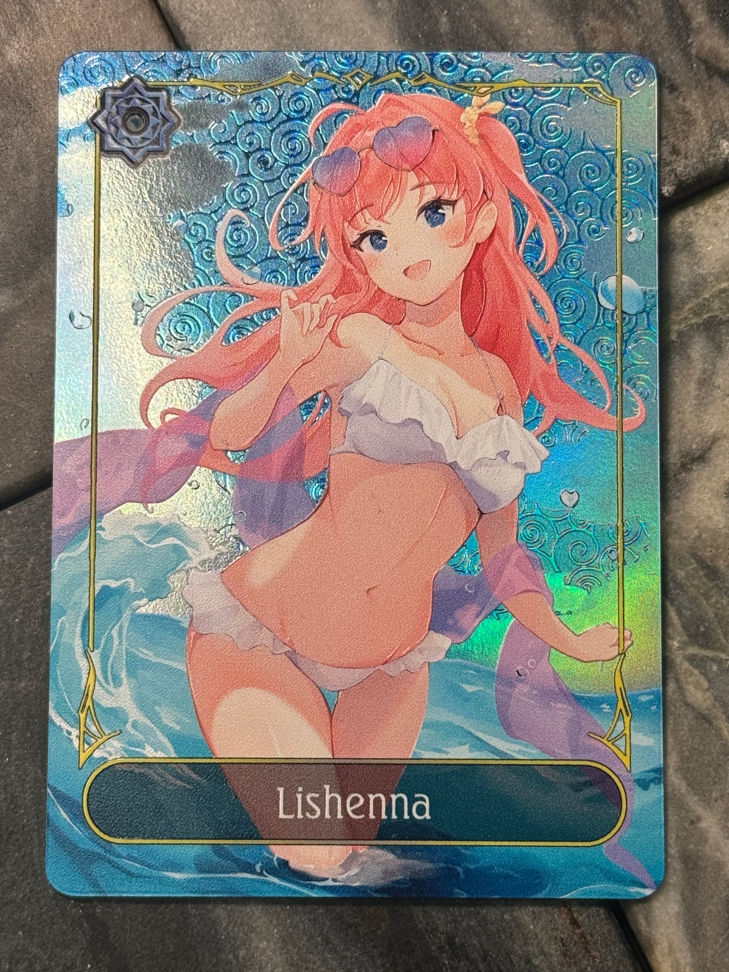 Shadowverse Full Art Textured Holographic Runecraft Lishenna Swimsuit Leader Card