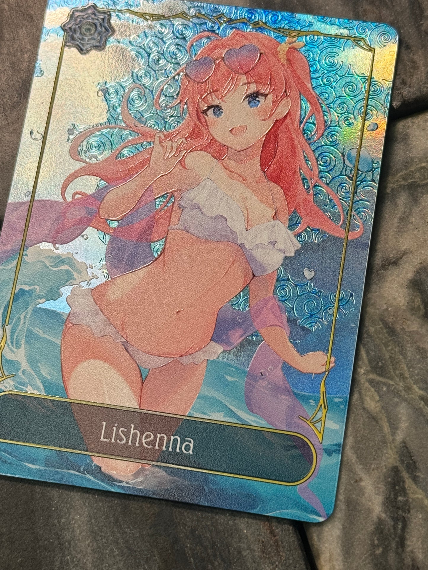 Shadowverse Full Art Textured Holographic Runecraft Lishenna Swimsuit Leader Card