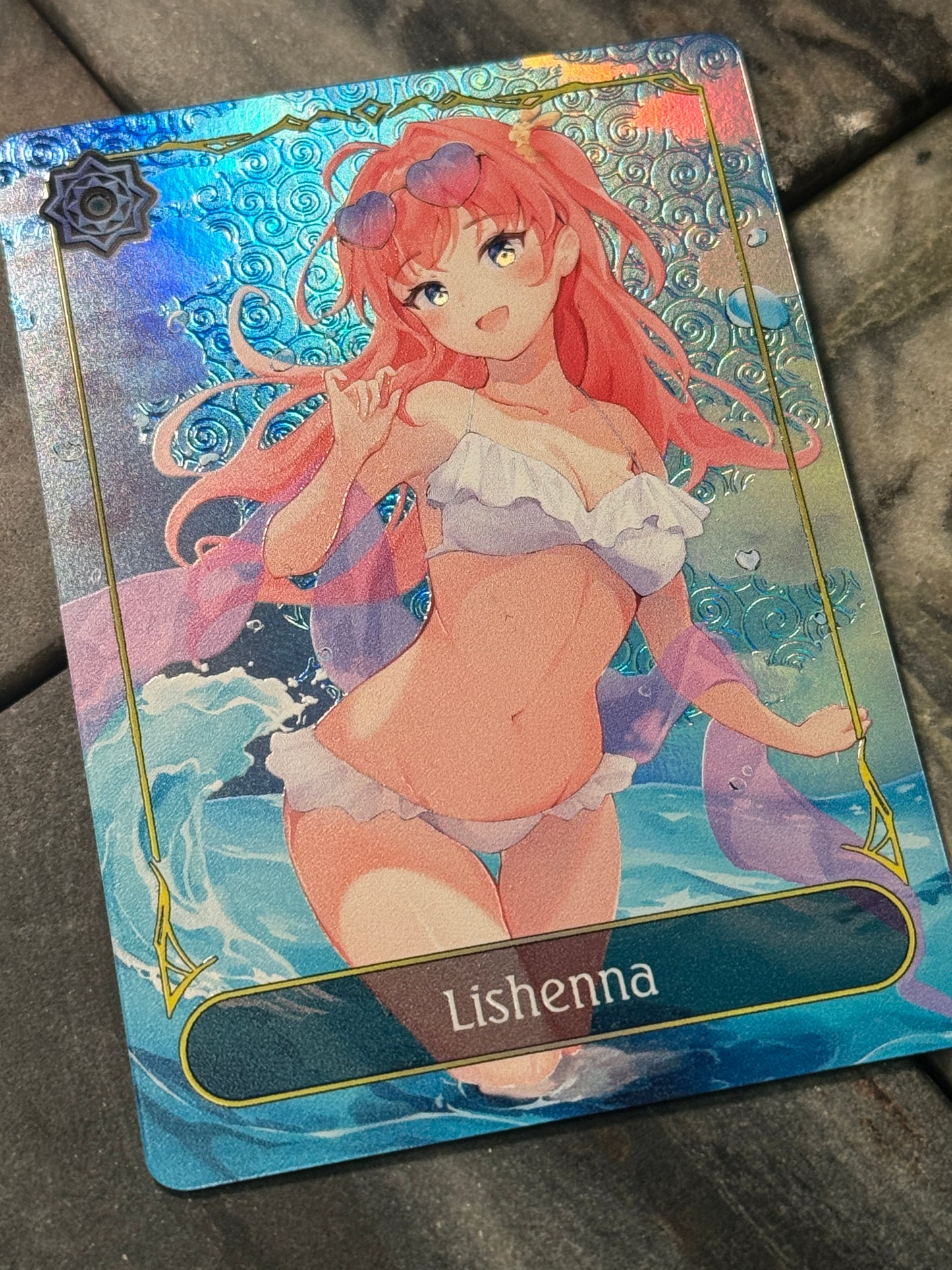 Shadowverse Full Art Textured Holographic Runecraft Lishenna Swimsuit Leader Card