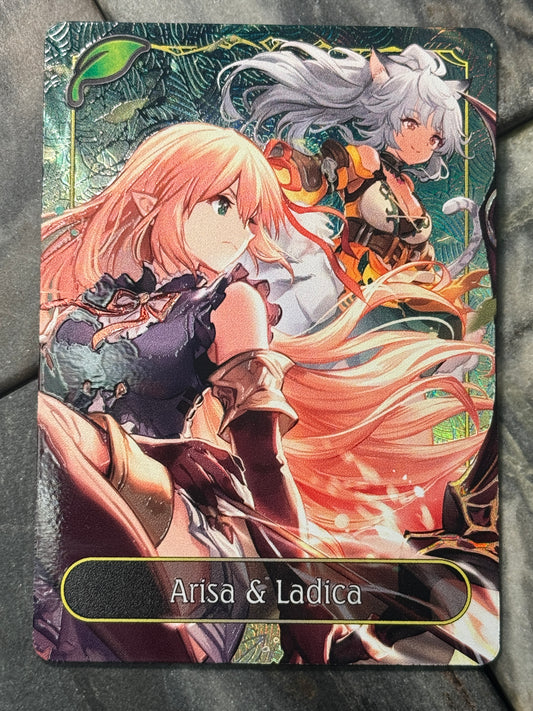 Shadowverse Full Art Textured Holographic Forestcraft Arisa & Ladica Leader Card