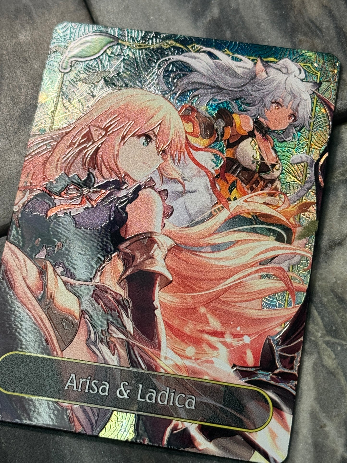 Shadowverse Full Art Textured Holographic Forestcraft Arisa & Ladica Leader Card