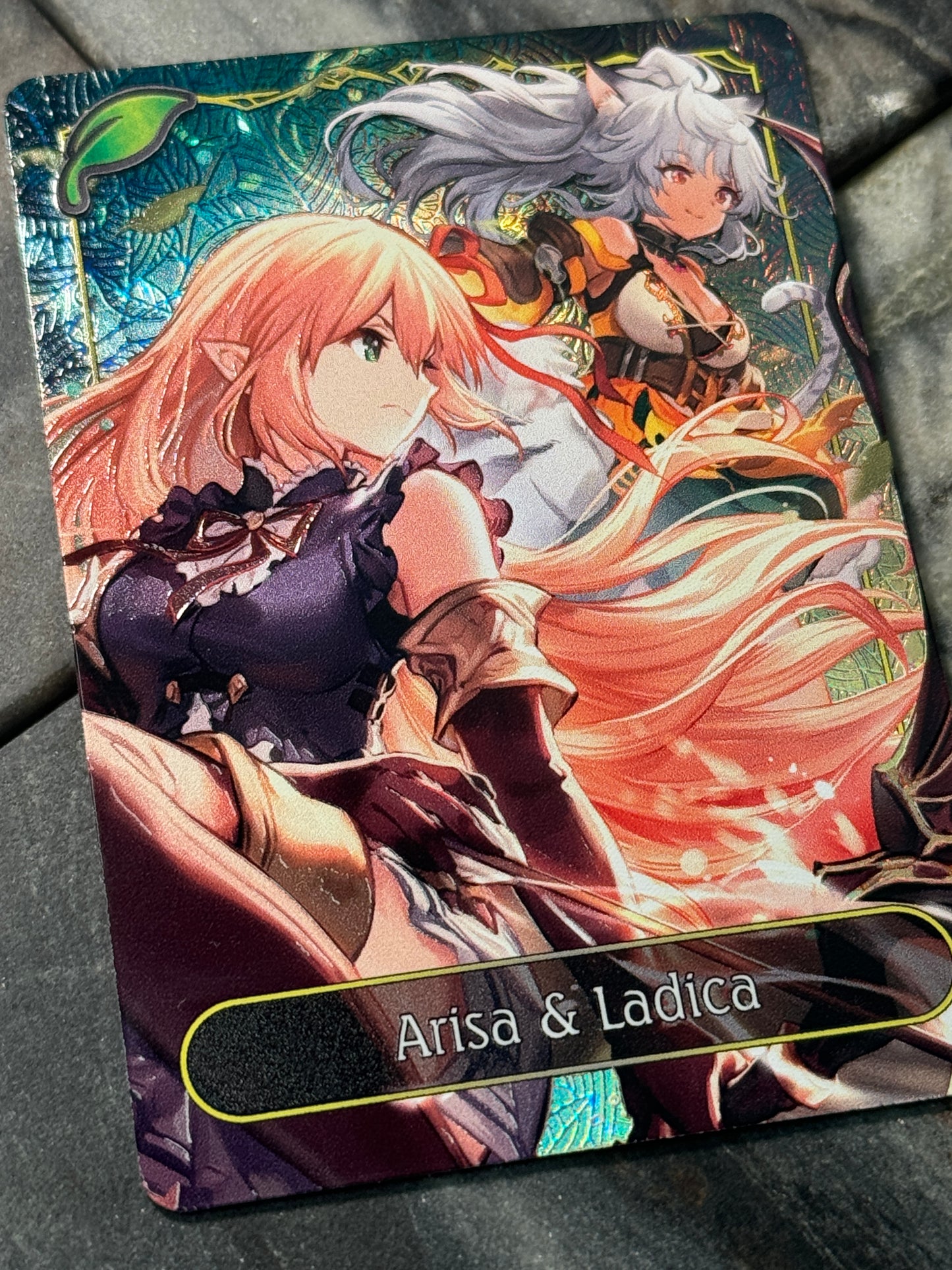 Shadowverse Full Art Textured Holographic Forestcraft Arisa & Ladica Leader Card