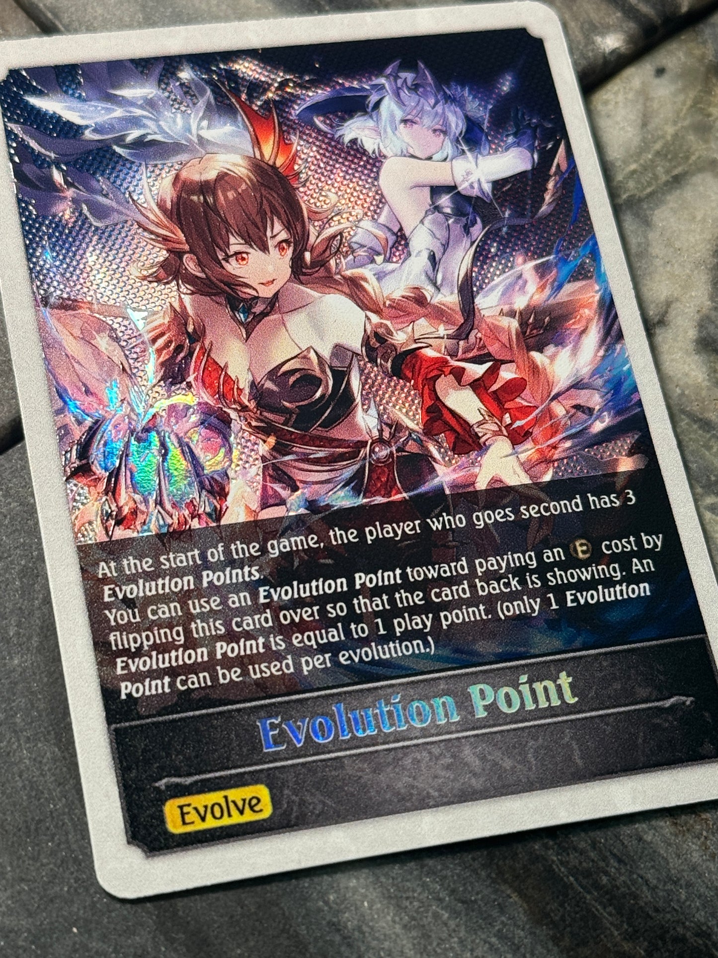 Shadowverse : Full Art Textured Holographic Galmieux and Feline Point Token