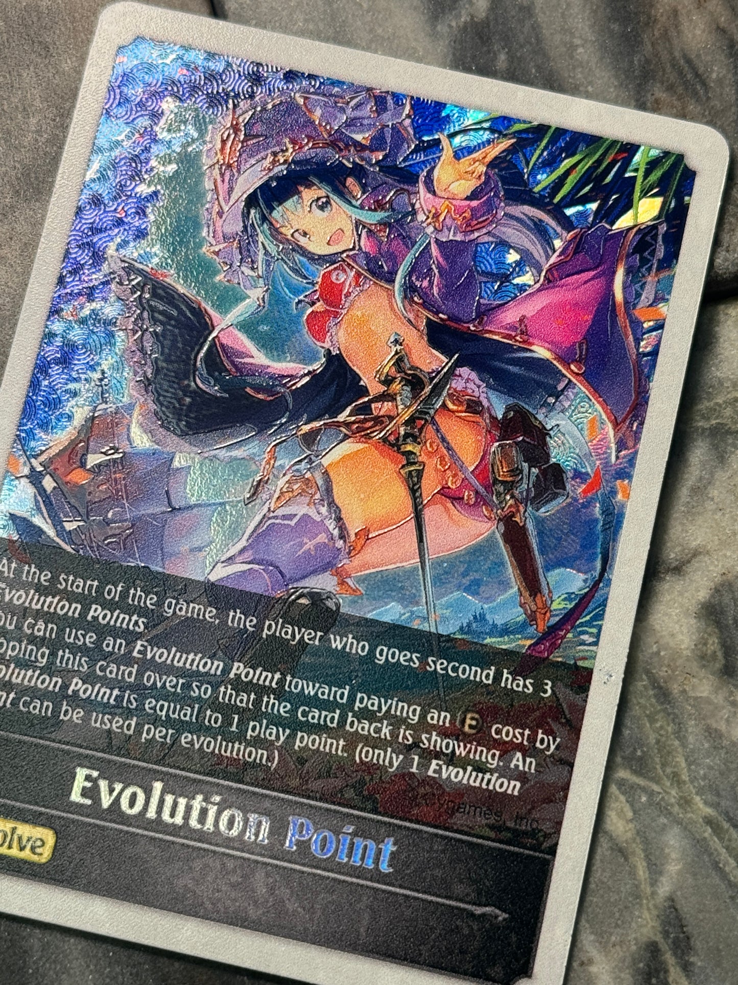 Shadowverse : Full Art Textured Holographic Captain Daughter Evo Point Token