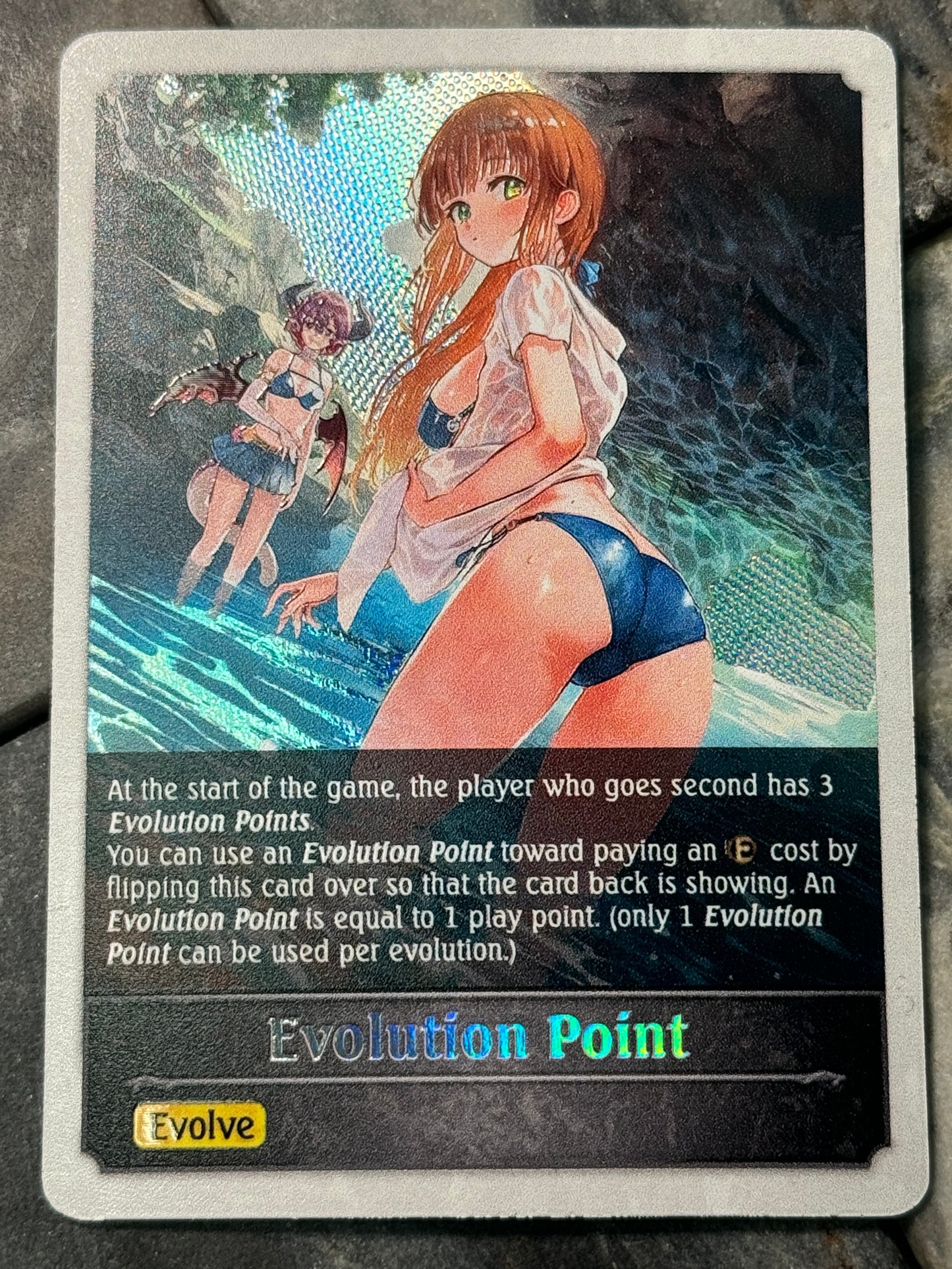 Shadowverse : Full Art Textured Holographic Seaside Memories Grea & Anne Evo Point Token