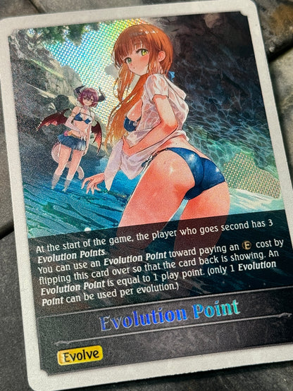 Shadowverse : Full Art Textured Holographic Seaside Memories Grea & Anne Evo Point Token