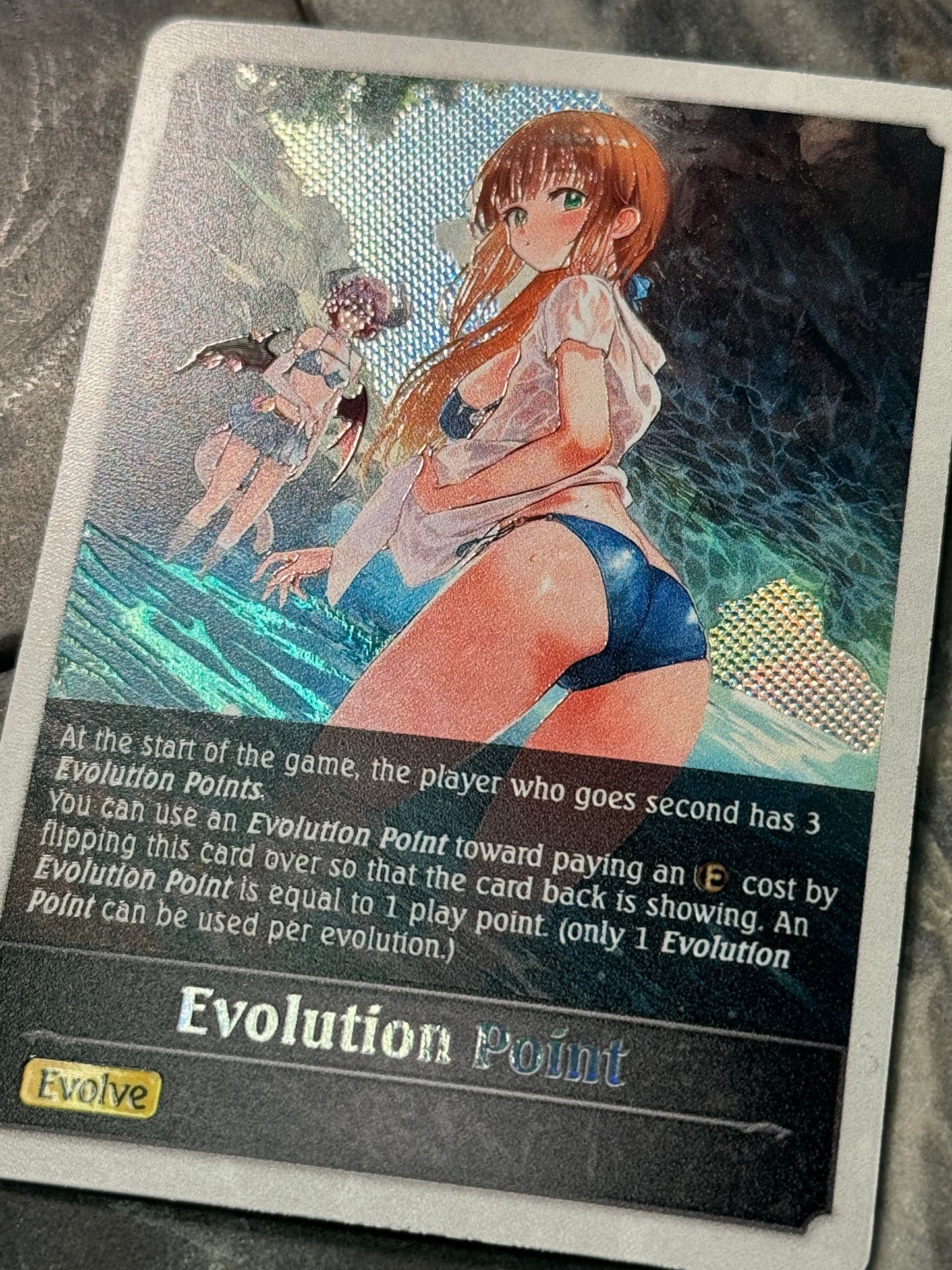 Shadowverse : Full Art Textured Holographic Seaside Memories Grea & Anne Evo Point Token