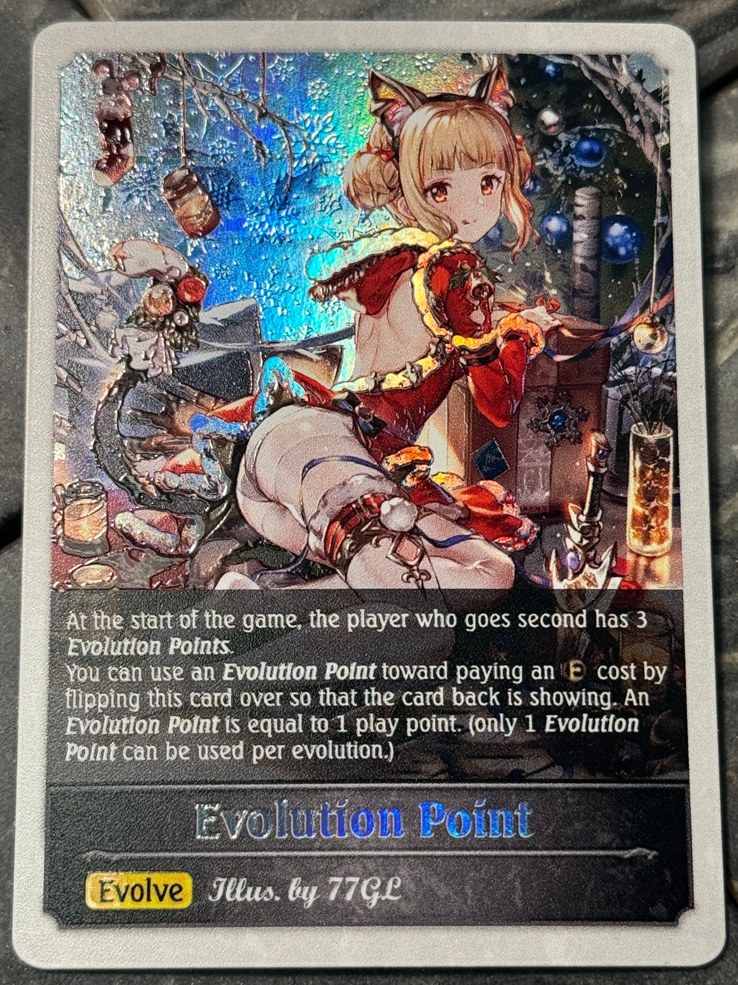 Shadowverse : Full Art Textured Holographic Christmas Katsue Evo Point Token