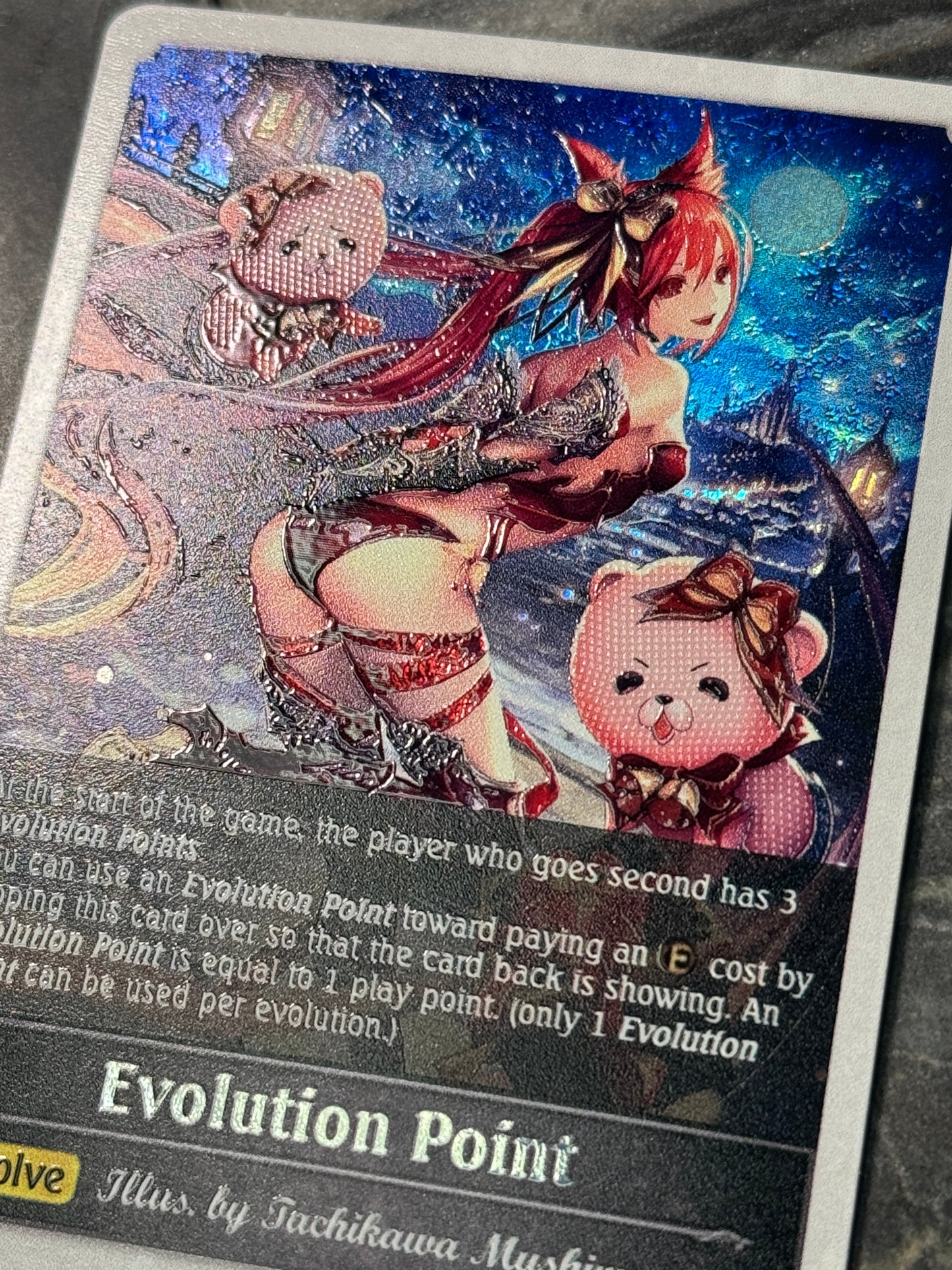 Shadowverse : Full Art Textured Holographic Christmas Cerberus Evo Point Token