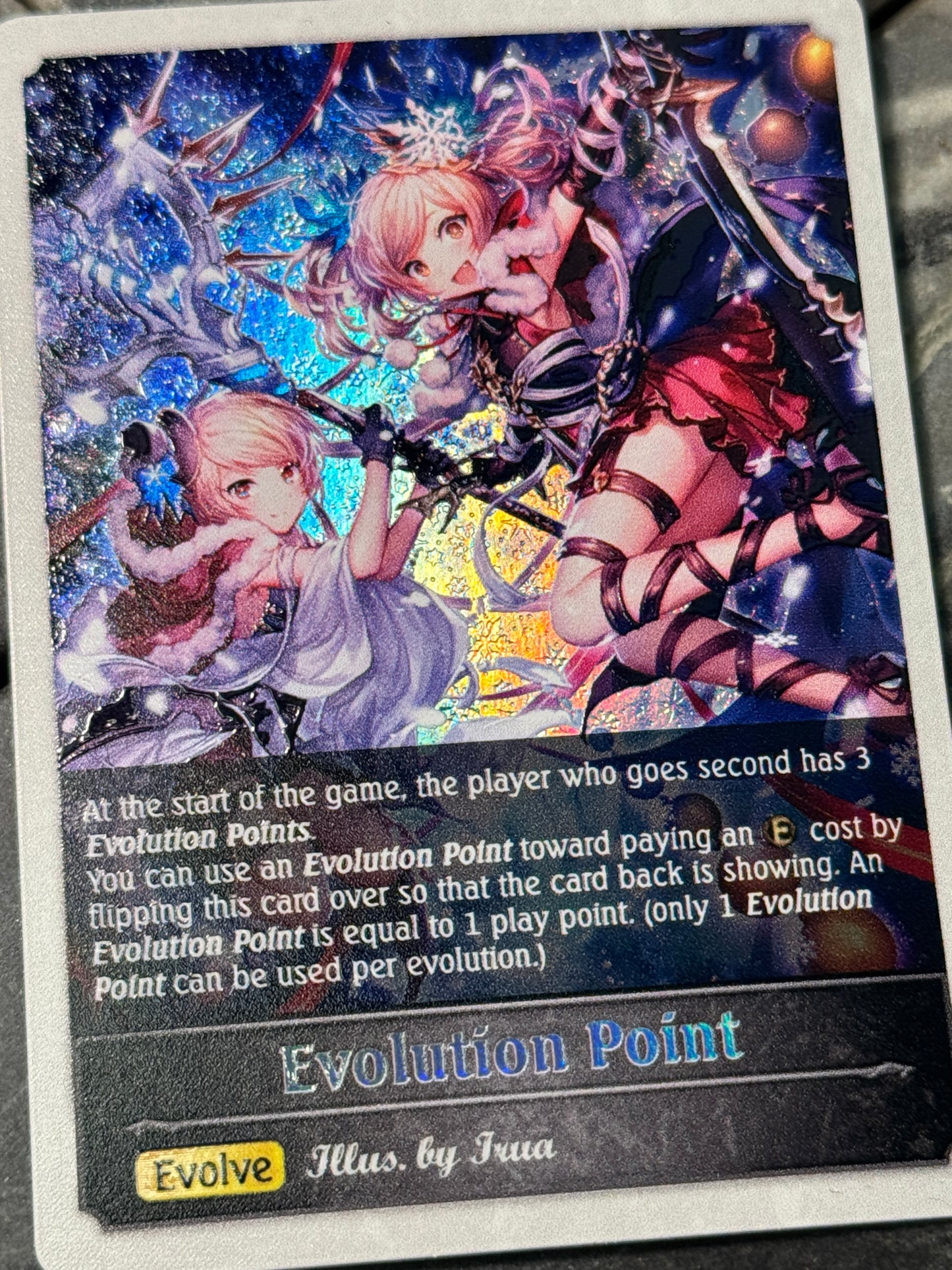 Shadowverse : Full Art Textured Holographic Christmas Heivu and Nilim Evo Point Token